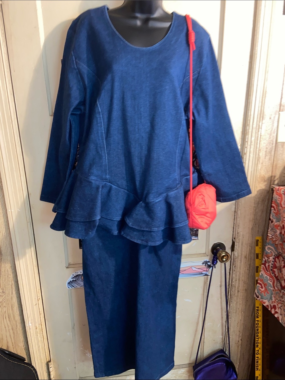 PEPLUM DENIM MAXI DRESS 14/16